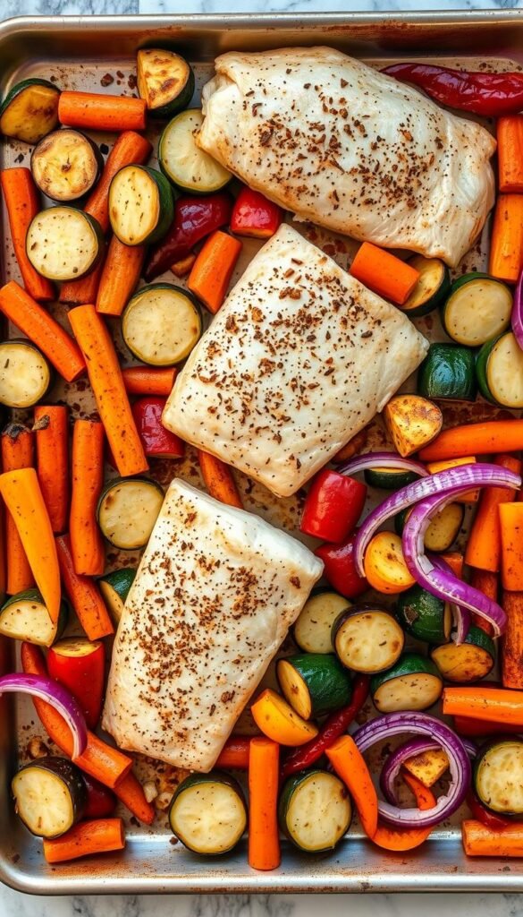 sheet-pan tilapia and vegetables