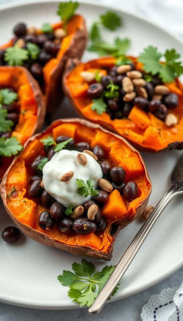 stuffed sweet potatoes with black beans
